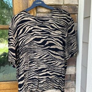 Jones New York Womens Zebra-Print Short-Sleeved Cotton Tshirt! 16W